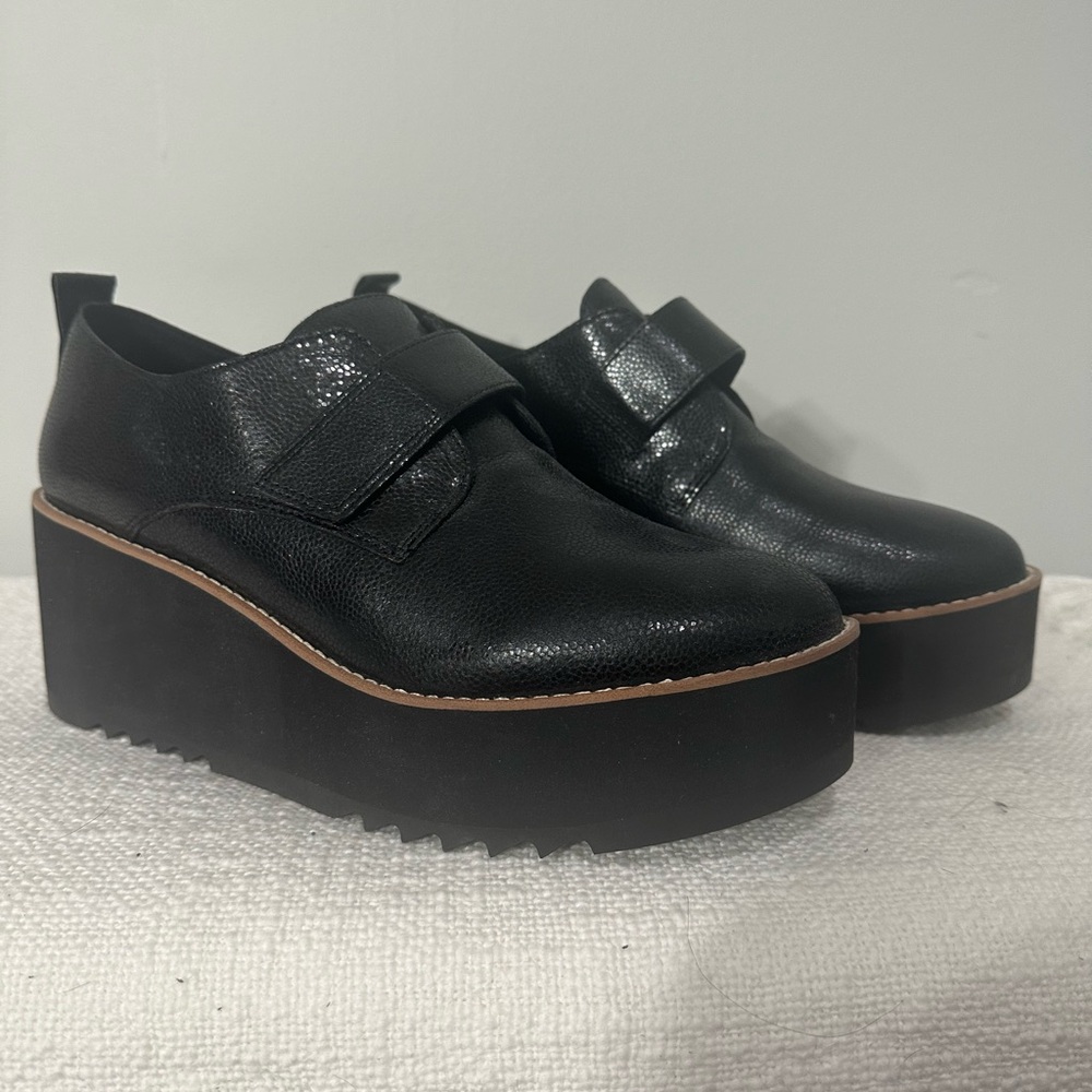 Eileen Fisher Black Leather Platform Loafers – Size 10 - Picture 2 of 10